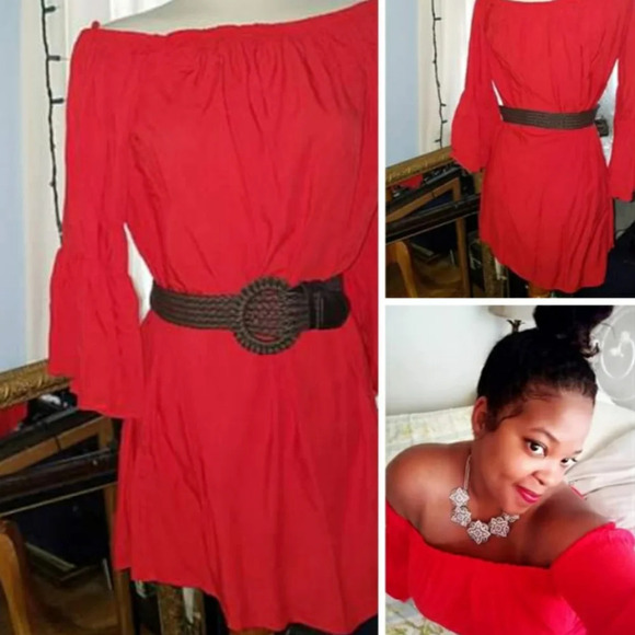 Red Hot Cotton Dress / May & Maya / Medium - Picture 2 of 6